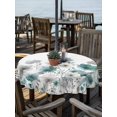 thumbnail image 2 of Outdoor Tablecloth with Umbrella Hole for Patio/Picnic/Party/Camping, Teal Grey Flowers Waterproof Table Cloth Round Cover Washable, Spring Watercolor Blooms Floral Plant (Dia 60"), 2 of 9