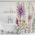 thumbnail image 2 of Purple Flowers Blossom Shower Curtain Set - Small 36" x 72" Washable Bathtub Curtain with 12 Hooks, Spring Retro Garden Wildflowers Waterproof Fabric Stall Shower Curtains for Bathroom/Bathtub Décor, 2 of 6