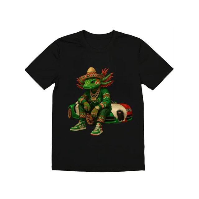 Men's Cotton Short-Sleeved Shirt With a Large Print Of a Lizard Sitting On a Car, Simple And Stylish, Suitable For Summer And Suitable For Gifts