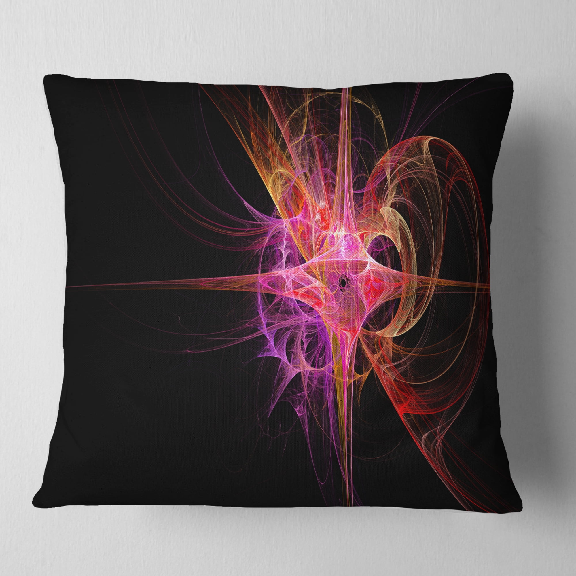Designart Purple Bright Star - Abstract Throw Pillow - 16x16