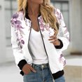 thumbnail image 2 of UTSJKR Bomber Jacket for Women 2024 Fall Fashion Floral Print Lightweight Comfy Jackets Trendy Oversized Zip Up Coat Outwear with Pockets Pink XXXXXL, 2 of 5