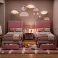 thumbnail image 3 of Twin Velvet Bed Frame with Storage Drawer & Headboard, Noise-Free, 3 of 6