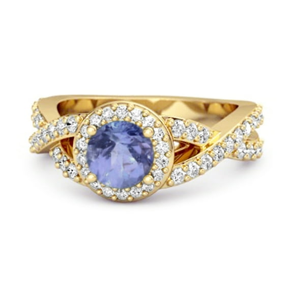 Solitaire Accents 3.37 Ct Tanzanite 925 Sterling Silver Gold Vermeil Infinity Women Valentines Day Gifts Ring
