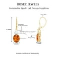 thumbnail image 6 of Lab Grown Orange Sapphire Drop Earrings with Moissanite - 8X10 mm Sapphire, 18K White Gold, 6 of 7