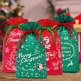 thumbnail image 3 of Wrapables Non-Woven Christmas Holiday Drawstring Gift Bags for Party Favors, Goodie Bag, Treats, Gift Wrap, Parties (Set of 8), Red & Green, 3 of 7