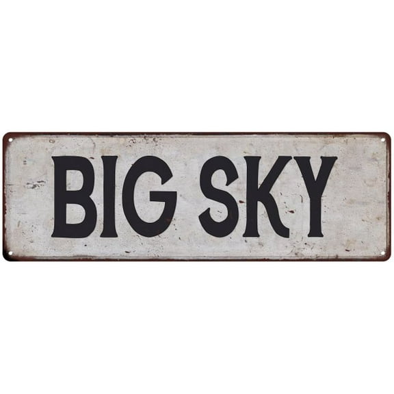 BIG SKY Vintage Look Rustic Metal 6x18 Sign City State 206180041080