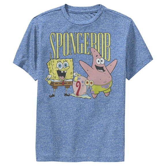 Boy's SpongeBob SquarePants Group Friends  Performance Graphic Tee Royal Blue Heather Medium