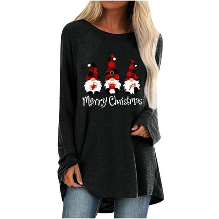 

Christmas Sweater Womens Fall Fashion Patchwork Round Neck Christmas Long Sleeves Tops Blouse Pullover Sweatshirt Cotton T Shirts for Women US Christmas Pajamas for Family Ugly Christmas Tops