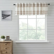 VHC Brands Plaid Valance Curtain, Wheat, 19x91