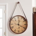 thumbnail image 1 of Hanging Decorative 24-in. Wall Clock with Faux Leather Strap, 1 of 2