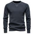 thumbnail image 2 of WTOBBY Men's Pullover Sweater Jumper with Knit Crewneck Plain Neck Vintage Style, Business Casual Fashion Top for Warm and Stylish Wear,Black L, 2 of 8
