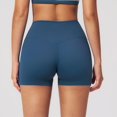 thumbnail image 6 of High Waist Yoga Shorts for Running Gym Fitness Seamless Tight Workout Bottoms with Scrunch Booty Lift and Control, M, Blue, 6 of 6