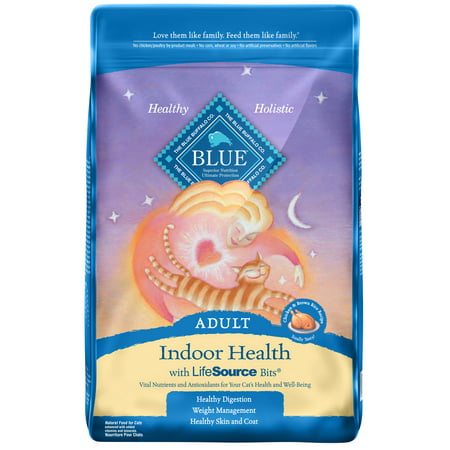 Blue Buffalo Indoor Health Chicken & Brown Rice Natural Adult Dry Cat Food, (Best Cat Food For Healthy Coat)