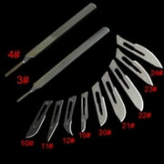 10 Pieces of Carbon Steel Scalpel Blade（9 Model） PCB Medical Tools + 1 Piece of 3# 4# Surgical Handle