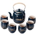 thumbnail image 2 of Black Glaze Large Capacity Tea Set Simple Ceramic Handle Pot Tea Cup Set Home Office Gift Giving, 2 of 6