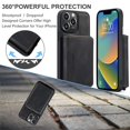 thumbnail image 3 of SaniMore Case for iPhone 14 Pro 6.1", PU Leather Case Detachable Magnetic Zipper Wallet Card Slots Kickstand Wireless Charging Anti-drop Shockproof 360° Protection Case, Black, 3 of 10