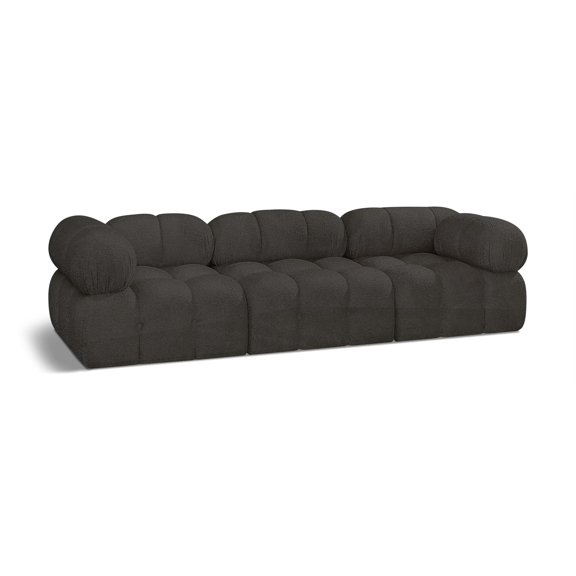 Meridian Furniture Ames 136" Brown Boucle Fabric Upholstered 4pc. Modular Sofa