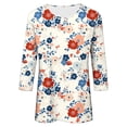 thumbnail image 4 of Uootdi Patriotic Tees for Women USA Flag Floral Print 3/4 Sleeve Top Soft Breathable Independence Day Outfits Gift, 4 of 7