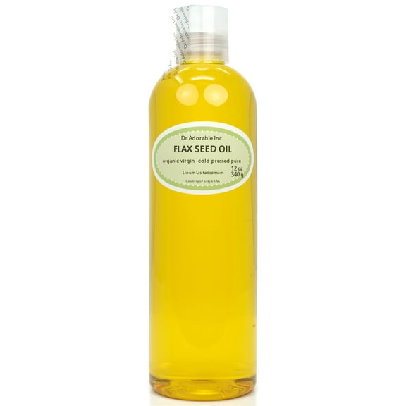 Dr Adorable - 12 oz - Flax Seed Oil - 100% Pure Organic Cold Pressed Unrefined Natural Hair Skin