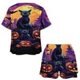 thumbnail image 3 of Halloween Ghosts Horror Pumpkin Women's Ruffle Short Sleeve Tops And Shorts Cute Peeps Bunny Pajamas Sets, 3 of 7