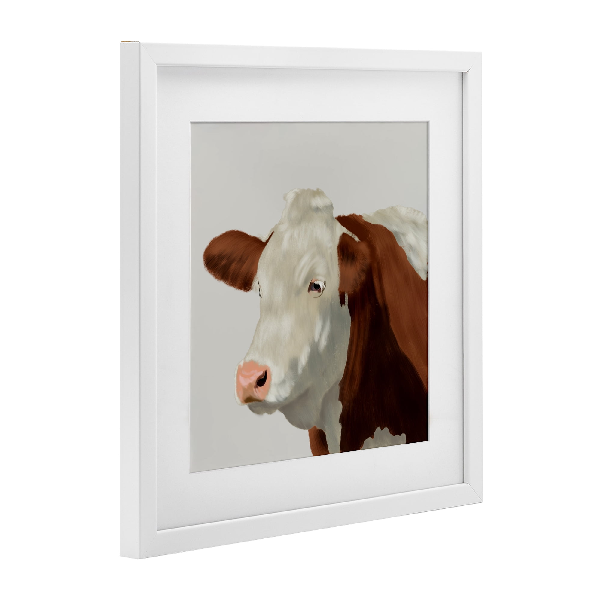 Stupell Industries Farm Friend Cow Portrait White Framed Print Under Glass, design by Marcus Prime