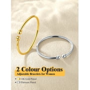U7 14K Gold Plated Women Bangle Simple Polished Fashion Solid Cuff Bangle Christmas Birthday Mothers Day Gift