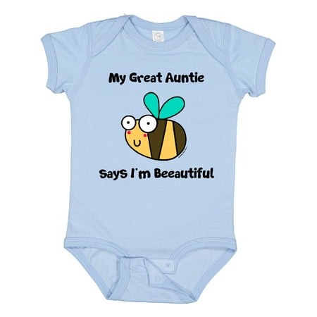 

Inktastic Bee Great Auntie says I m Beautiful Boys or Girls Baby Bodysuit