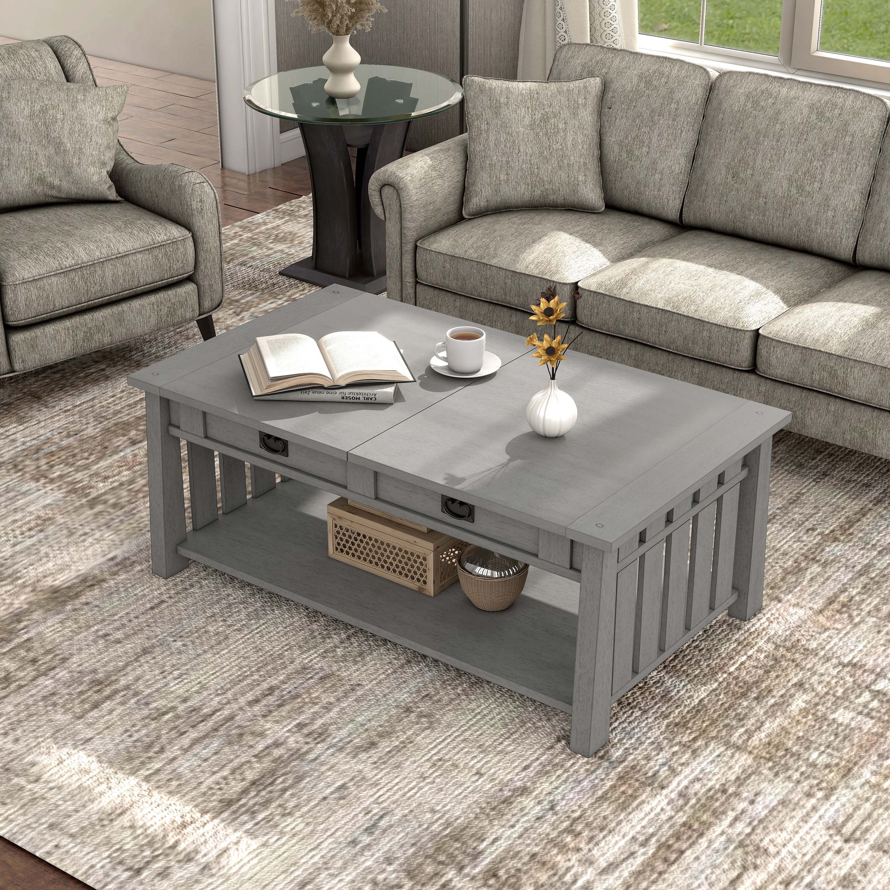 Furniture of America Carl Lift-Top Wood Antique Gray Coffee Table