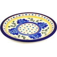 Polish Pottery 9½inch Salad Plate (Blue Diamond Flowers Theme) Hand