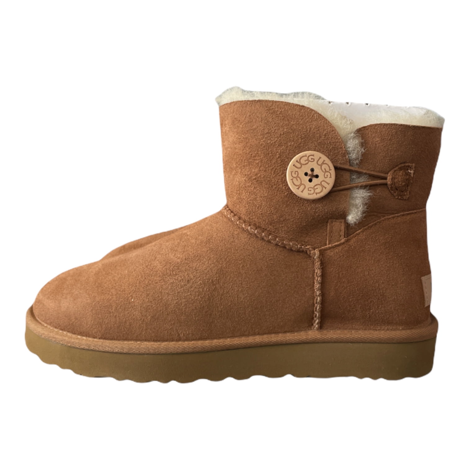 ☆関税込☆UGG★UGG W Mini Bailey Button II Boots★Chestnut Ugg Mini Bailey Button II Suede Boots, Womens Size 5, Color