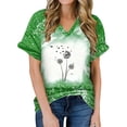 thumbnail image 1 of 2023 Women's Floral Tunic Tops Casual Blouse V Neck Short Sleeve Buttons Up T-Shirts, 1 of 5