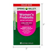 Spring Valley Womens Probiotic Dietary Supplement Vegetarian Capsules for Digestive Health, Cranberry, 60 Count Value Size