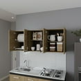 thumbnail image 6 of Miekor Furniture Lydia Wall Cabinet kitchen in Melamine wit 4 Doors and Glass Storage, Natural Oak 97326, 6 of 8