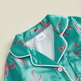thumbnail image 6 of Cjfdfy Newborn Baby Girls Boy Satin Christmas Pajamas Clothes Santa Bow Print Long Sleeve Fuzzy Trim Button Jumpsuit Cute My First Christmas Fall Winter Sleepwear 0-18M, 6 of 9