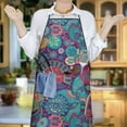 thumbnail image 6 of Purple Pioneer Flower and Paisley Pattern Apron-Garden Aprons for Women with Pockets-Cotton Linen Waterproof Kitchen Cooking Gardening Aprons Adjustable for Kitchen,Cooking,BBQ and Salon 33x27 Inch, 6 of 7