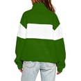 thumbnail image 6 of Quarter Zip Sweatshirt Women Stand Collar Color Block Fleece Pullover Lightweight Casual Loose Long Sleeve Fall Sweatshirt No Hood Green-a XL, 6 of 8
