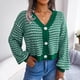 thumbnail image 1 of Pntutb Moda Mujer Otoño Invierno Rayas Manga Linterna Manga Larga Cardigan Suéter Abrigo tops Rollbacks Pntutb Pntutb-3941, 1 of 8