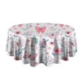 thumbnail image 5 of Pink Butterfly Star Floral Peach Pattern Round Tablecloth 60"x60",Wrinkle Wipeable Table Cloth for Kitchen Dining Room Picnic Patio Party, 5 of 6