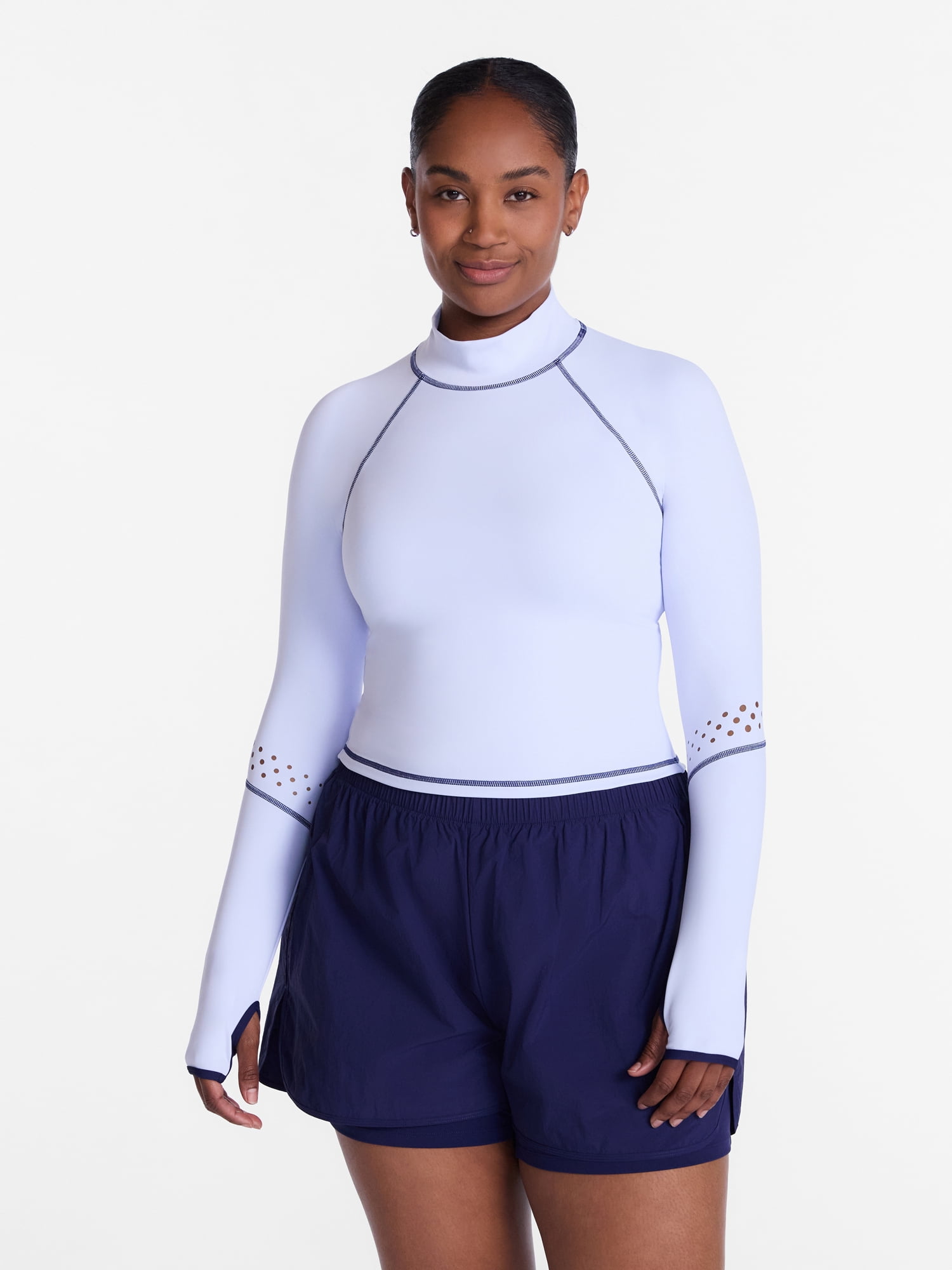 Avia Women’s Mock Neck Run Top with Long Sleeves, Sizes XS-XXXL