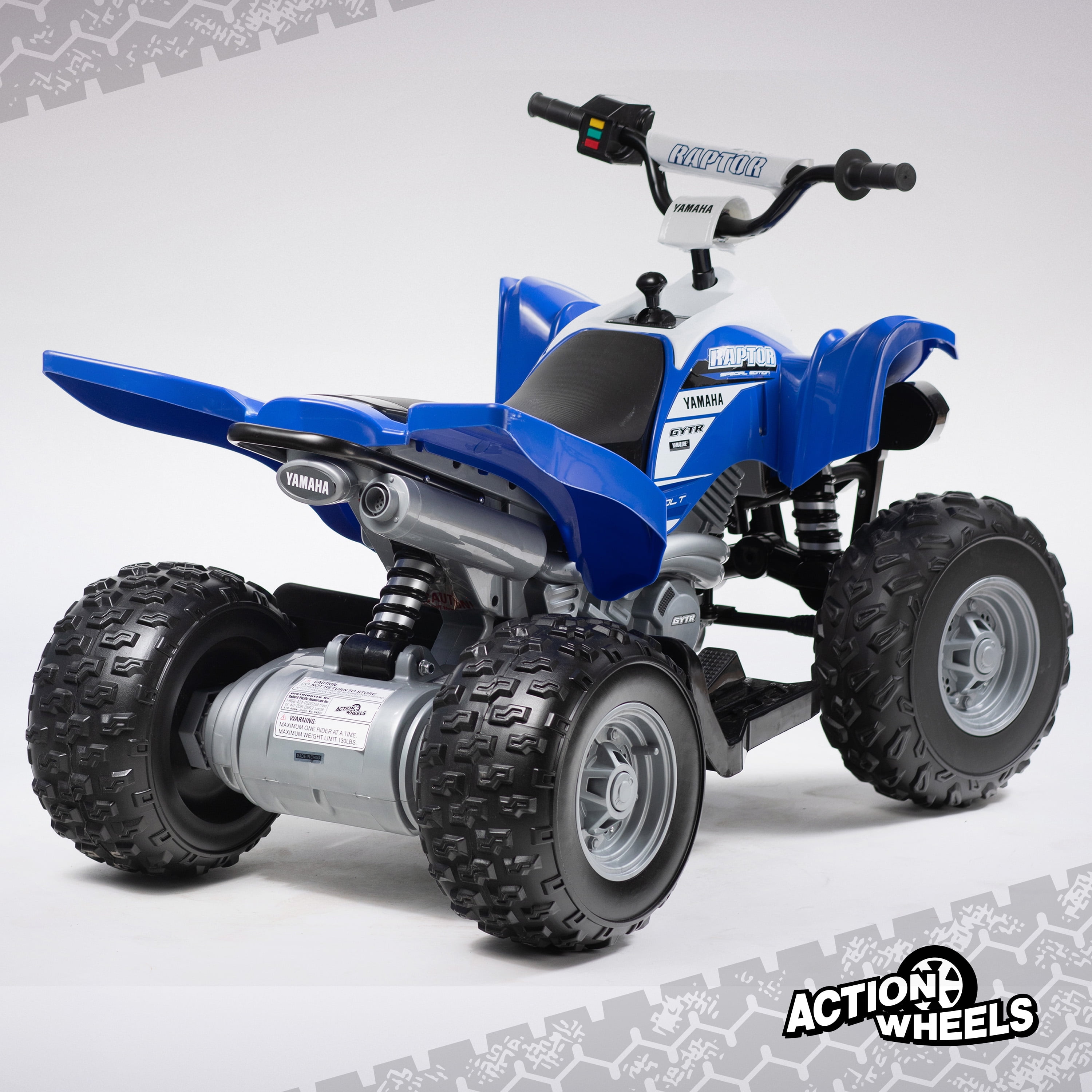12 Volt Yamaha Raptor ATV Battery Powered Ride on Blue and White Walmart