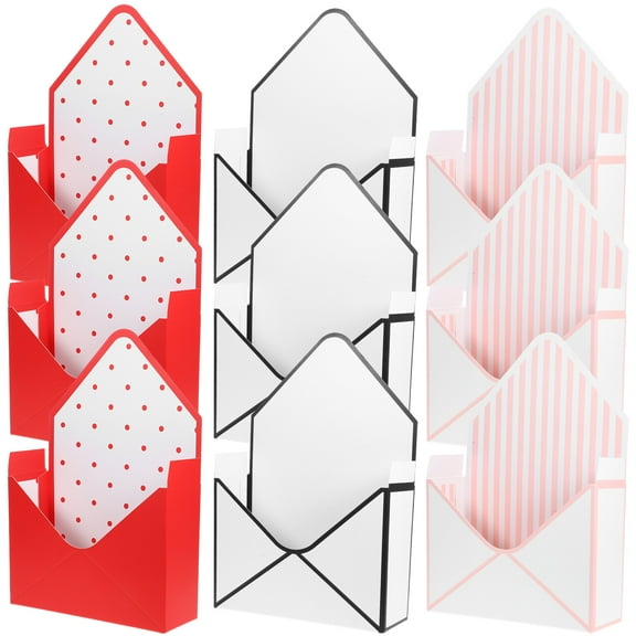 Masteelf 9Pcs Envelope Flower Boxes Envelope Shape Flower Case Paper Flower Cases