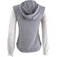 thumbnail image 2 of maison Jules Womens Lace-Sleeve Hoodie Sweatshirt, Grey, XX-Small, 2 of 2