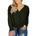 thumbnail image 4 of Cueply Women's Plus Size Tops Long Sleeve Shirts V Neck Blouses Button Down Tie Knot Tunic, 4 of 6