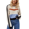 thumbnail image 4 of Women Long Sleeve Blouse, Women Sweatshirt Round Neck Matching Color Loose Fit Pullover For Daily ANGGREK No, 4 of 7