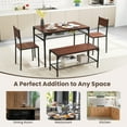thumbnail image 3 of Demi Bonn 4-Piece Dining Table Set with Bench and 2 Chairs, 43"dustrial Kitchen Table with Metal Frame and Storage Rack, Perfect for Small Space, Walnut, 3 of 12