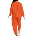 thumbnail image 6 of RYRJJ Lounge Sets for Women Two Piece Outfits Y2K Sweatsuits Sets Asymmetrical Hem Top Long Pants Loungewear Workout Athletic Tracksuits(Orange,L), 6 of 9