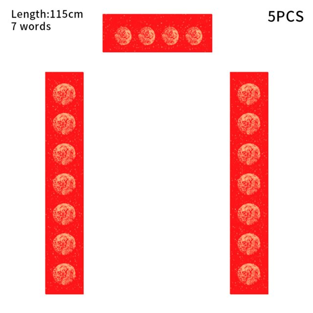 5 Pairs Couplets Set Banners Chinese New Year Thicken Set Spring Door Sticker Paper DIY Spring Festival Decoration, Type 2