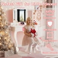 thumbnail image 3 of SESSLIFE Vanity Sets for Girls, Vanity Play Set with Drawers, Dressing Table Dresser Wooden Toy Makeup Vanity Table & Stool with 3 Foldable Mirror, White, 3 of 7