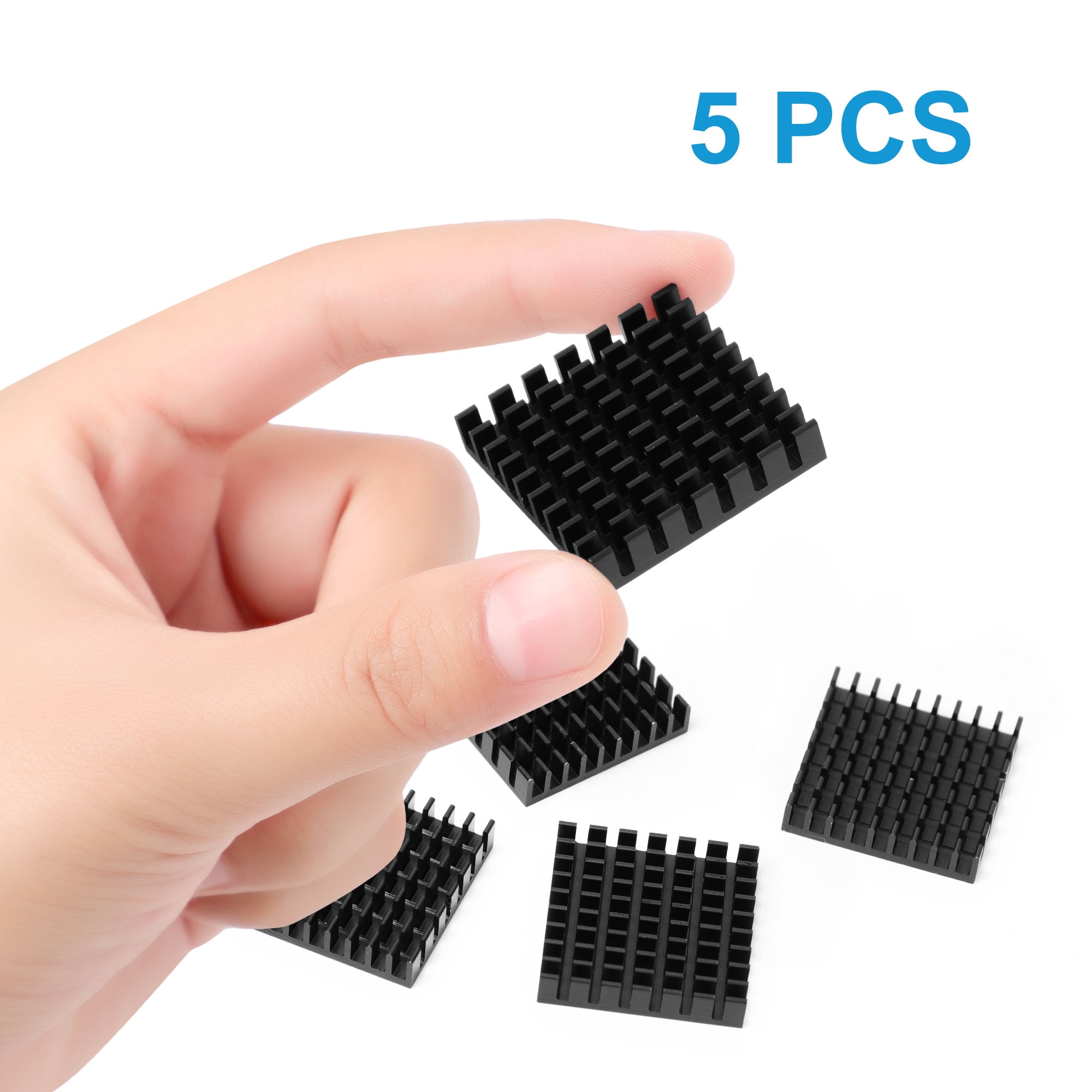 Unique Bargains 5 Pieces Black 28mmx28mmx6mm Square Shape Aluminium Heats Cooling Cooler Fin