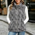 thumbnail image 2 of QATAINLAV Fleece Sherpa Vest for Woman Winter Fuzzy Fluffy Checkered Plaid Sleeveless Zip Up Jacket with Pockets, 2 of 8
